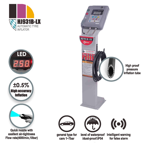 [9506309510] جهاز ضبط ضغط كاوتش ملاكى اتوماتك حائطي+بكرة9.5م HJ931B-J LED